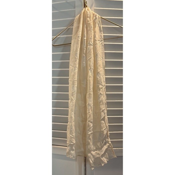 Vintage Citara Sheer Cream‎ Embroidered Butterfly Scarf - Picture 2 of 5